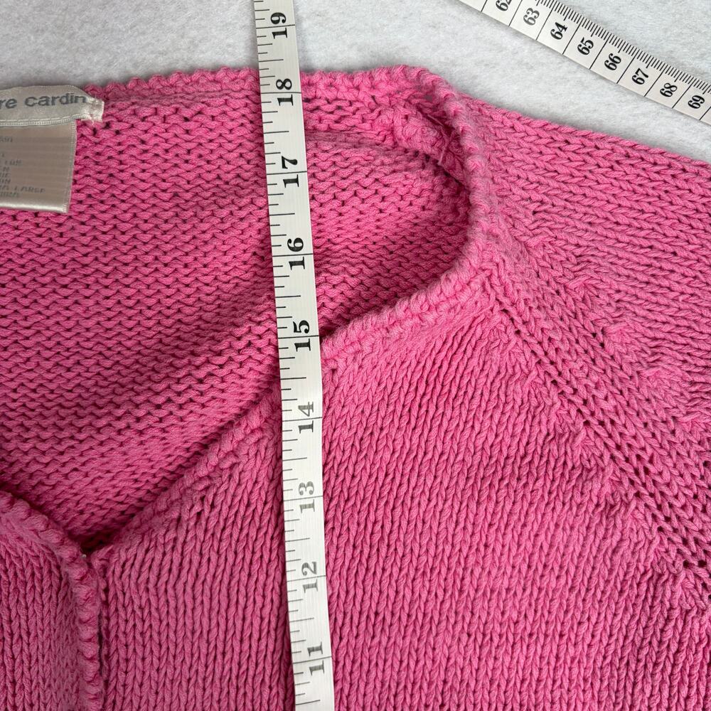 VTG Pierre Cardin Knit Cardigan Women's XL Pink Crop Linen Coquette Preppy Y2K - Picture 5 of 13